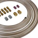 4LifetimeLines 3/16″ x 25′ Genuine Copper-Nickel Alloy Non-Magnetic Brake Line Replacement Tubing Coil Roll & Fitting Kit  Inverted Flare  Easy to Bend  Corrosion Resistant