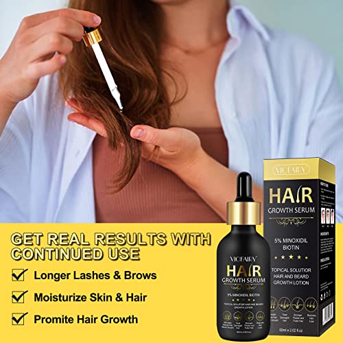 5% Minoxidil for Men and Women Hair Growth Oil  Biotin Serum  Hair Regrowth Treatment for Scalp Hair Loss  Natural  for Thicker Longer Fuller Healthier Hair 2.02 oz