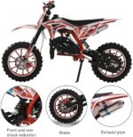 50cc Dirt Bike for Adults & Kids  Mini Bike Gas Powered Off Road Trail Bike with Speeds up to 40 MPH for Uphill and Off-Road Conditions  Red(2-Stroke) Red