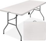 6ft Plastic Folding Table. Indoor Outdoor Heavy Duty Portable w/Handle. Lock for Picnic