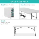 6ft Plastic Folding Table. Indoor Outdoor Heavy Duty Portable w/Handle. Lock for Picnic