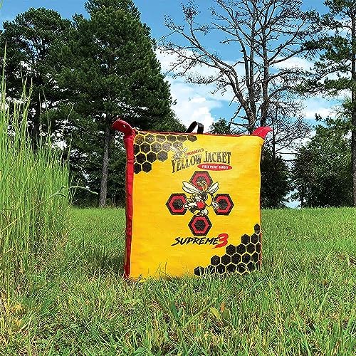 Morrell Yellow Jacket Supreme 28 Pound Field Point Archery Bag Target with Dual Shooting Sides and Multiple Bullseyes  Yellow