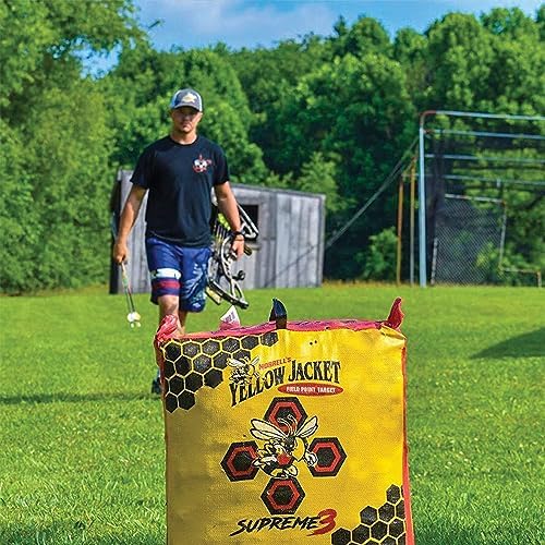 Morrell Yellow Jacket Supreme 28 Pound Field Point Archery Bag Target with Dual Shooting Sides and Multiple Bullseyes  Yellow